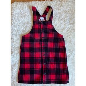 Girls Red Black Plaid Corduroy Dress Size 14